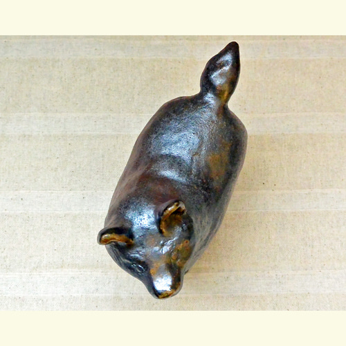 大きめ イヌの置き物 渋めカラー 犬 インテリア 手作り陶芸 陶器