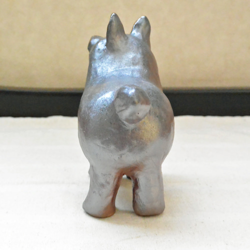 大きめ イヌの置き物 渋めカラー 犬 インテリア 手作り陶芸 陶器