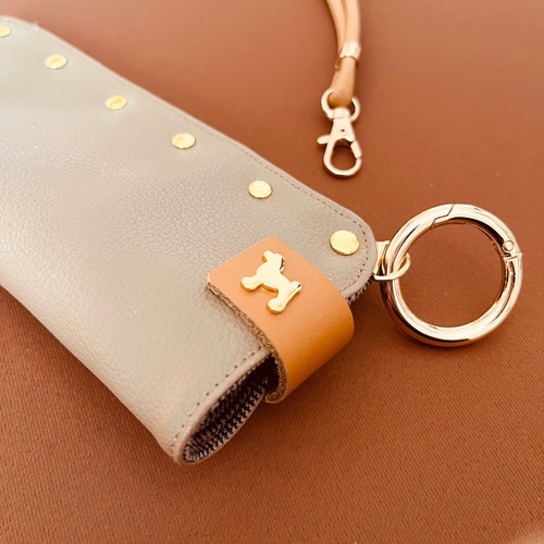 3wayめがねケース【トイプードル】 長さ調整ストラップ付き カラビナ