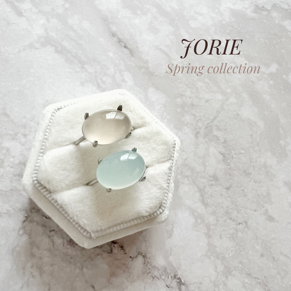 【JORIE】シーブルーカルセドニーリング　silver925　フリーサイズ、固定サイズ、刻印あり 9枚目の画像