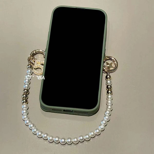 iPhone 14 promax潮款菱格カードバッグ真珠手提げチェーン高級感アップル13携帯ケース11カードバッグ 5枚目の画像