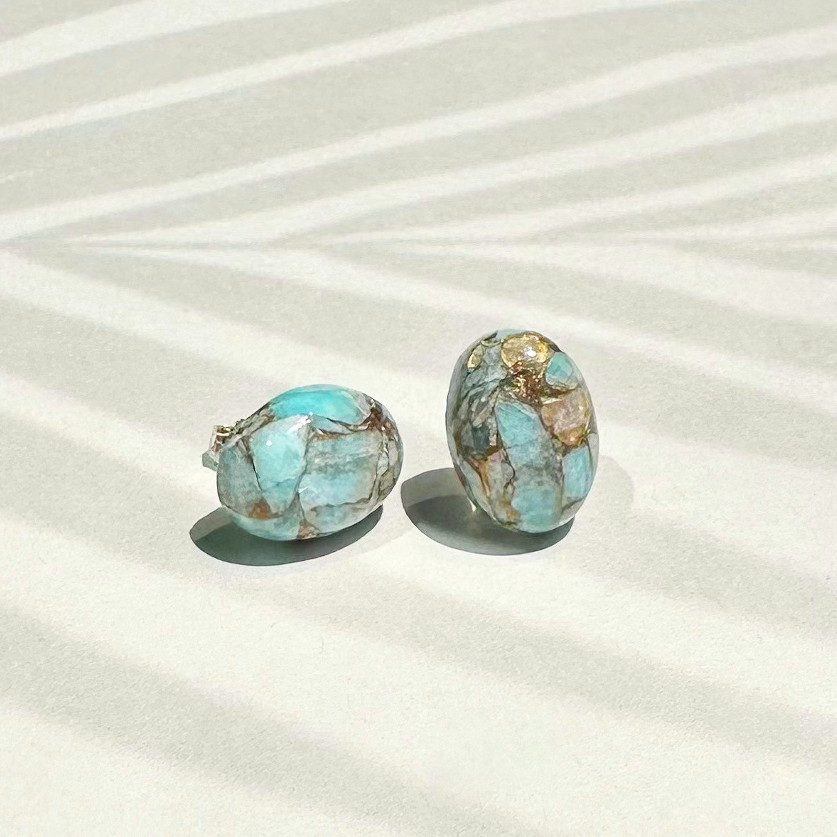 コッパーアマゾナイト オーバルピアス 14KGF /金具変更可 イヤリング