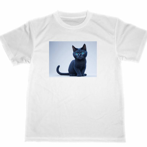 ロシアンブルー ドライ Tシャツ 猫 ネコ 黒猫 ペット グッズ Tシャツ