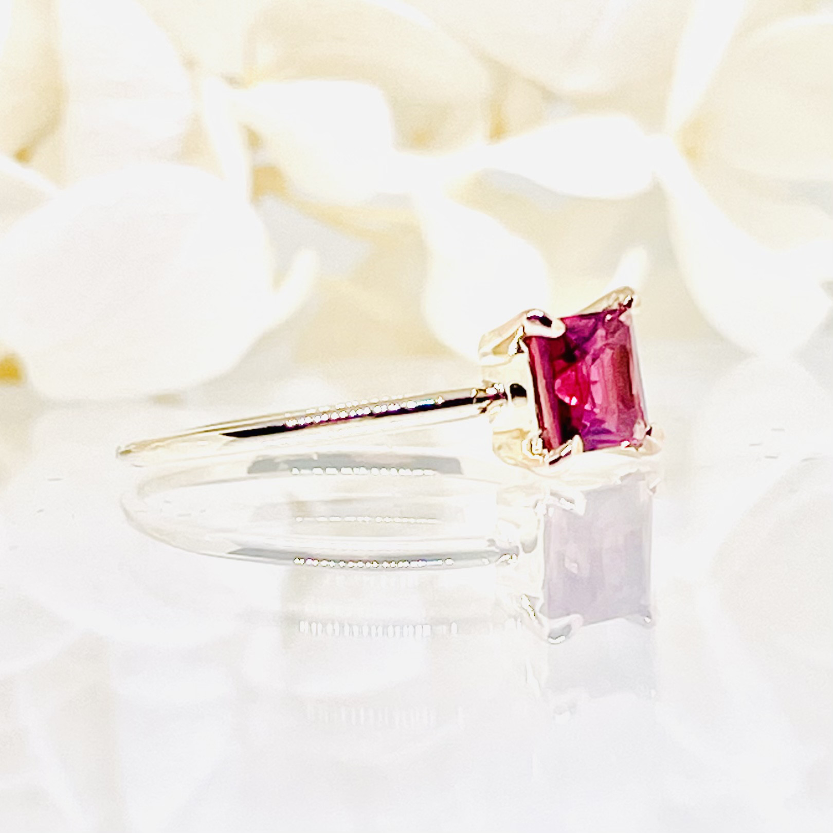 K18(18金)最高品質ピンクトルマリンのスクエアリング【セミオーダーメイド】
