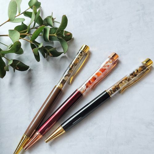 N129 / カスタムボールペン 天然石 タイガーアイ