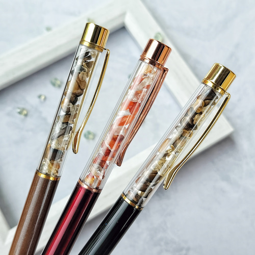 N129 / カスタムボールペン 天然石 タイガーアイ Cafe」タイガーアイ カーネリアン 天然石 ボールペン ギフト