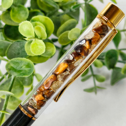 Cafe」タイガーアイ カーネリアン 天然石 ボールペン ギフト