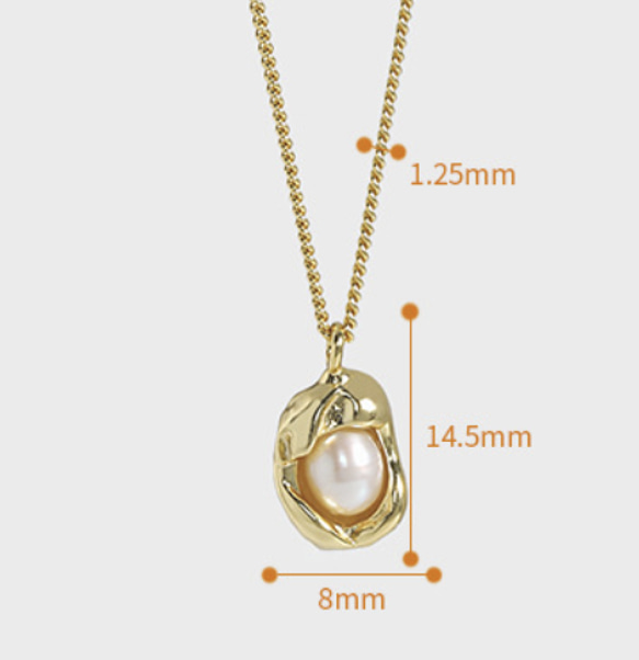※輝く真珠とシルバーペンダント※925純銀のネックレス※不規則な純銀の素材 6枚目の画像