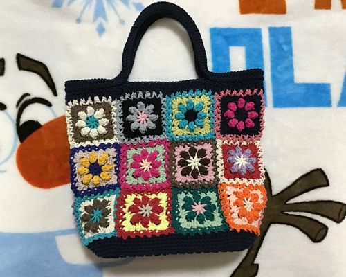 花モチーフバック☆8☆ニットバック☆トートバッグ トートバッグ