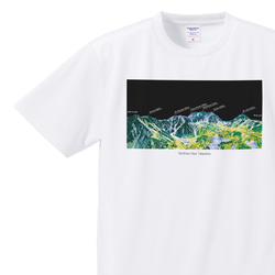 立山 Tシャツ ドライ 吸水速乾 山 登山 アウトドア（ホワイトブラック） 3枚目の画像