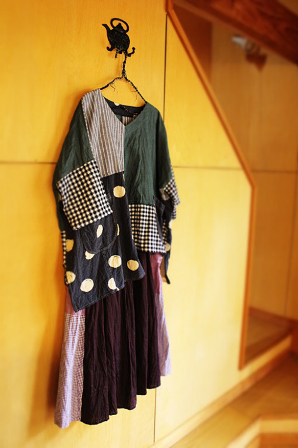 SAYOCAFEリネン&コットンのアクティブなストライピングスカート 8枚目の画像