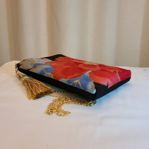 モダン花柄シルク着物帯の2waysスマホショルダーバッグ スマホケース