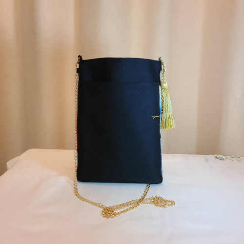 モダン花柄シルク着物帯の2waysスマホショルダーバッグ スマホケース