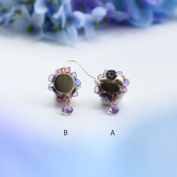 宝石のような紫陽花耳飾り 3枚目の画像