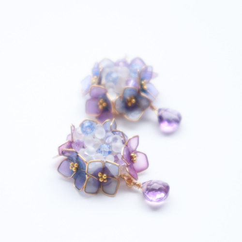 宝石のような紫陽花「お得なセット」 ピアス（フック・チェーン