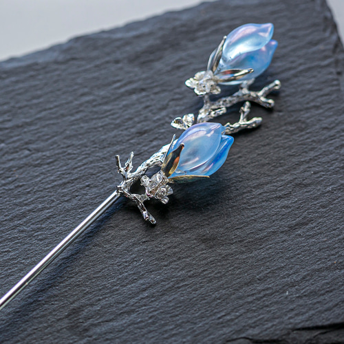 硝子木蓮の髪飾り（白藍） かんざし 8gatu 通販 15841616