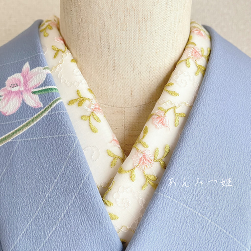 洗える刺繍半衿 可憐花【ラスト】 和装小物（帯・半襟） あんみつ姫
