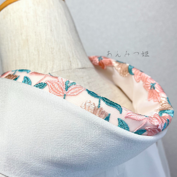 洗える刺繍半衿 珊瑚色グラデーション【ラスト】 4枚目の画像