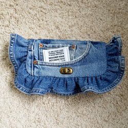 受注製作】デニム リメイク フリルバック 保冷シート付きランチバック