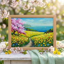 油絵 絵画 シロツメクサの花畑 絵画 HR 通販 14532443｜Creema