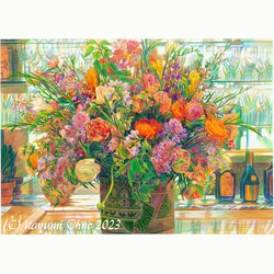 額装 湖畔の花 アメリカで版画化 | オオノ マユミ ｜インテリア