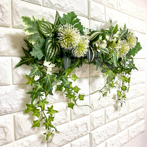 光触媒加工］☆ベビーアイビーとアリウムのウォールグリーン【No