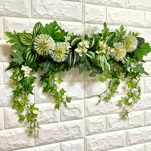 光触媒加工］☆ベビーアイビーとアリウムのウォールグリーン【No.37