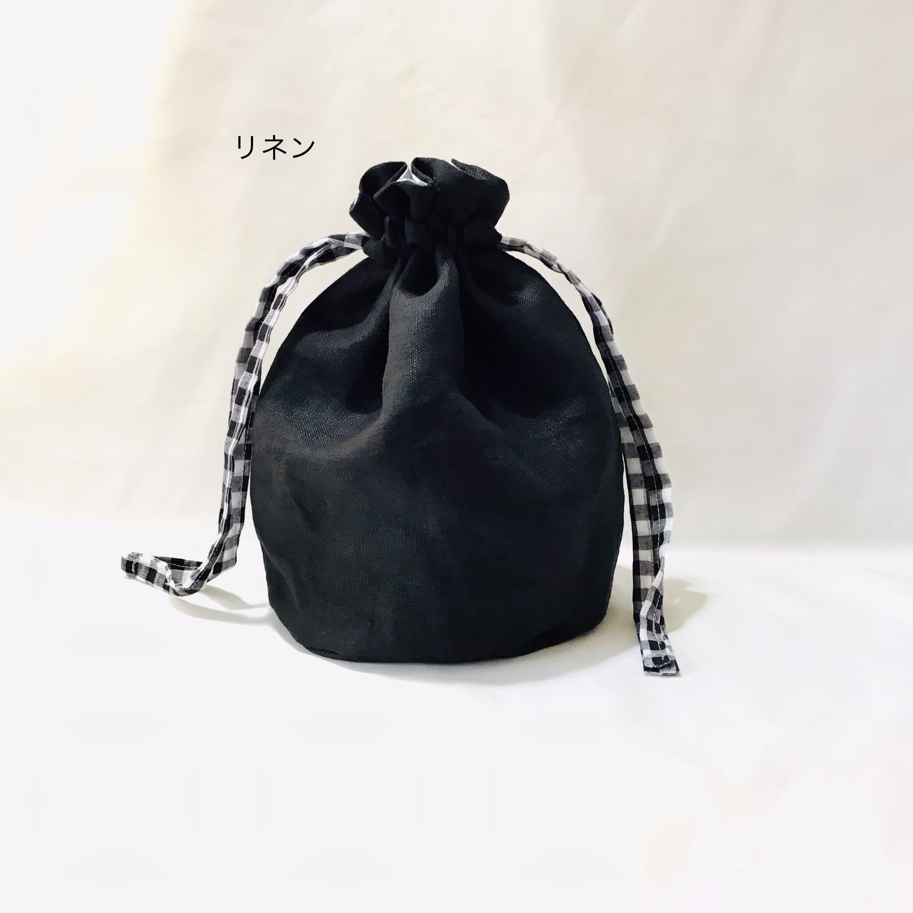 リネン 丸底巾着ミニバッグ js 巾着バッグ はち 通販 15842525