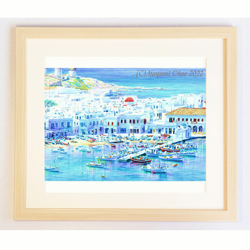 アートパネル ジュリア ホーキンス 『エーゲ海の夏』 100.5×38cm