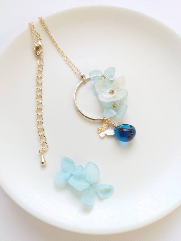 Hydrangea &amp; DropBeads [項鍊] 天藍色 第3張的照片