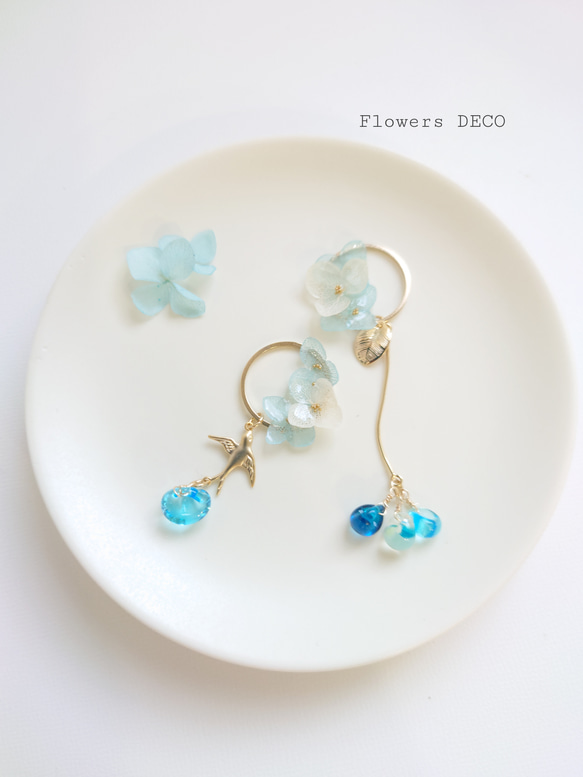 Hydrangea＆DropBeads [耳環/穿孔耳環] Shiun-iro 雨季前5件商品免運費 第10張的照片