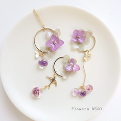 Hydrangea＆DropBeads [耳環/穿孔耳環] Shiun-iro 雨季前5件商品免運費 第6張的照片