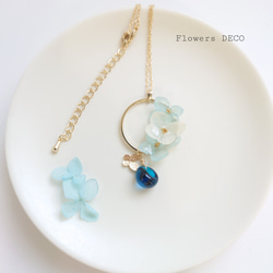 梅雨の晴れ間に Hydrangea & DropBeads 【ネックレス】紫雲色 7枚目の画像
