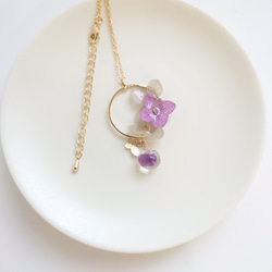 梅雨の晴れ間に Hydrangea & DropBeads 【ネックレス】紫雲色 2枚目の画像