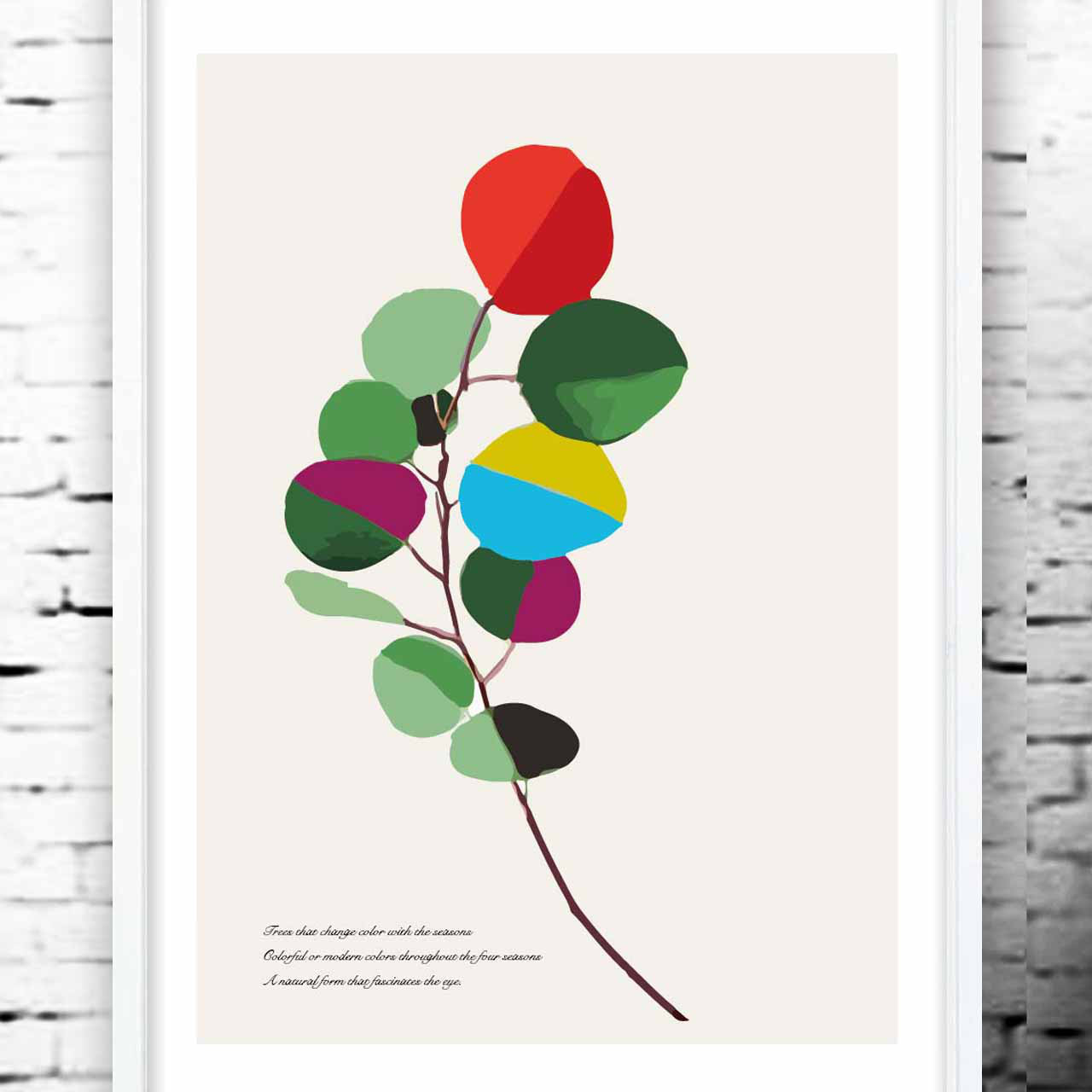 セゾンリーフ1　植物　イラスト　ポスター　A4  A3  A2　A1　アートポスター　アート　プレゼント結婚祝い1392