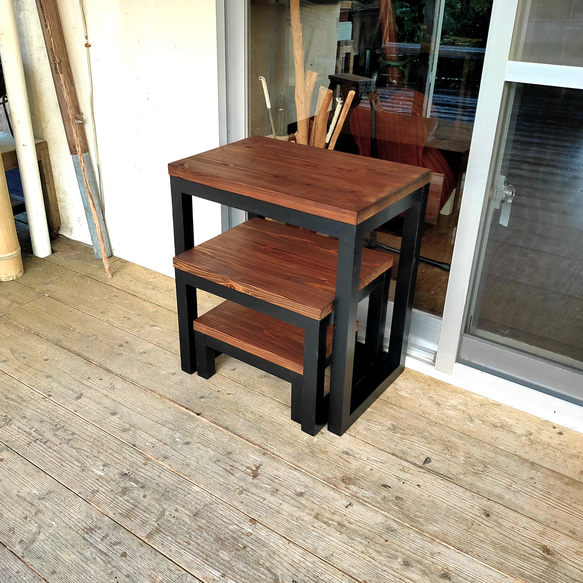 幅広 踏み台　ステップ　踏板　階段　ウッドデッキ　掃き出し　庭　ブラック 9枚目の画像