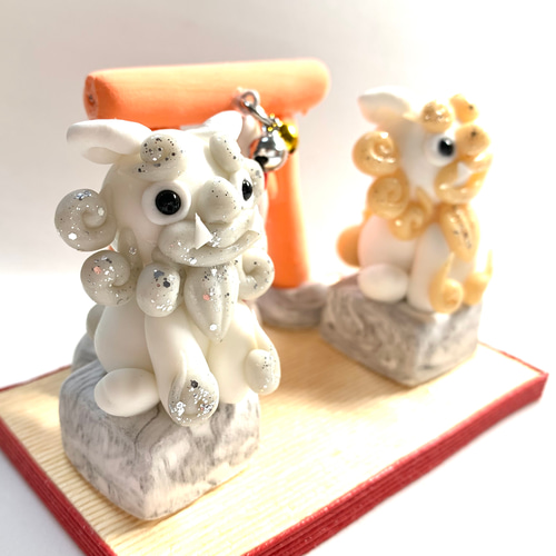 ☆狛犬のいる神社(受注生産) 樹脂粘土 置物 その他置物 おり姫