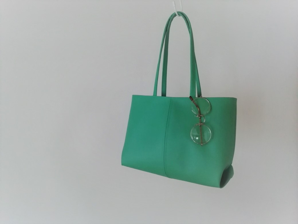 美品 伊勢丹 カタログ レザー トートバッグ カバン グリーン