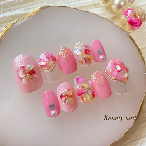 オーダー制】メンバーカラー ピンク ネイルチップ ネイルチップ