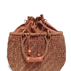 山葡萄バッグ台形高級極細三段花結び かごバッグ 山葡萄バッグ