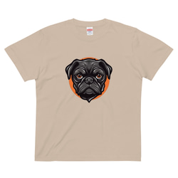 犬 パグ 黒パグ コットンTシャツ：送料無料 2枚目の画像