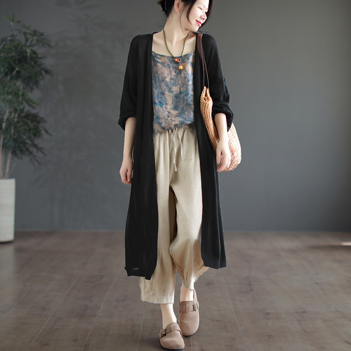 カーディガン 夏 ロングカーディガン サマー ニット カーディガン