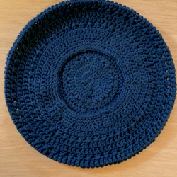 【受注制作】コットン糸で編んだベレー帽（ブラック） 5枚目の画像