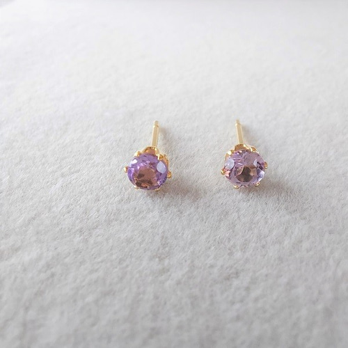 ヴィンテージ　アメジストとパールピアス　マーキスファセットカット　宝石質 ヴィンテージ アメジストとパールピアス マーキスファセット