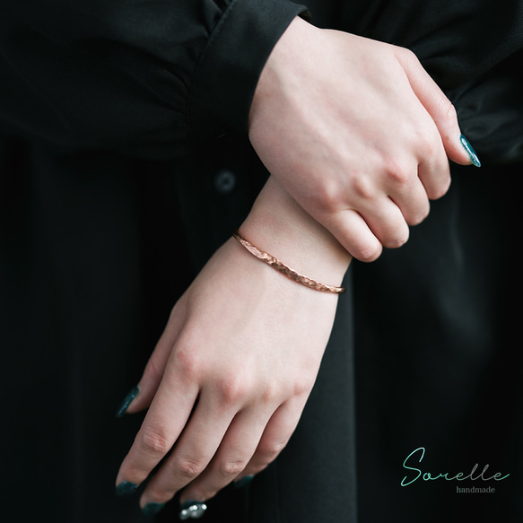 K18バングル、ハンドメイド無垢