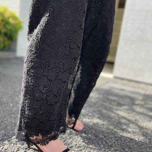 keep my closet レース ワイドパンツ 黒 keep my closet レース ワイドパンツ 黒