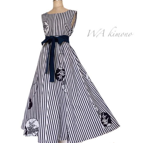 浴衣MIXワンピ フレアーロングワンピース 着物リメイク パッチワーク