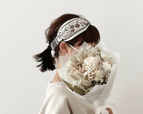 4重リボン　ファー　固定リボンのヘアターバン　ヘアバンド　インド刺繍 be1c118e67b231c3a7822c1d8e855d