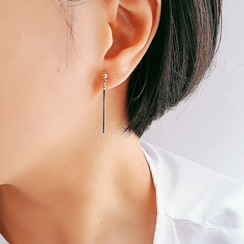 万能の極み*】痛くないイヤリング/ピアス シンプル 揺れる スティック 