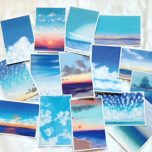 空と海15種】ポストカード はがき キレイ 雲 景色 青 夏 季節 自然  